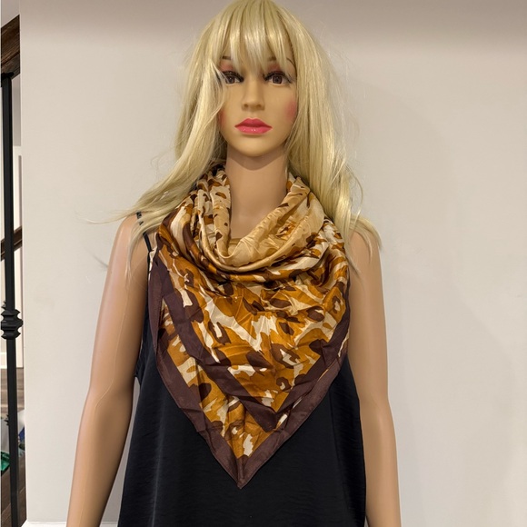 nicole miller studio Accessories - Nicole Miller Studio Brown and Tan Animal Print Silk Scarf